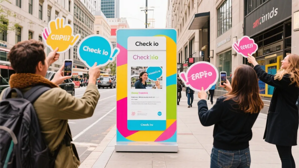 线下打卡装置与手持应援牌的活动物料概念图